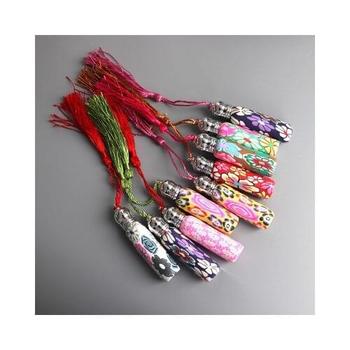 20pcs/lot 10ml Glass Perfume Roll on Bottle With Glass And Metal Ball Polymer Clay Roller Essential Oil Bottle Many Patterns