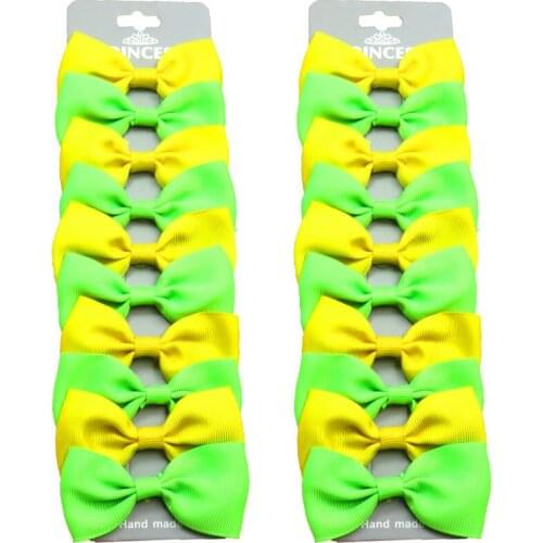 20PCS/Lot Lovely Yellow and Green Hairpins Grosgrain Ribbon Bows Clips 2020 Korean Creativity Hair Accessories For Baby Girls