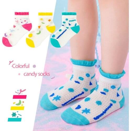 3PCS Baby Socks Boys And Girls Thin Mesh Socks INS Fashion Cotton Socks Cute Kids Socks 3-12 years old