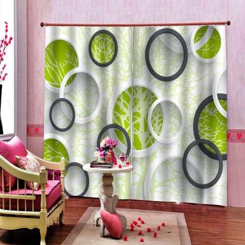 Photo Customize Size 3D Curtain Natural Black and white circle Curtains For Bedroom Blackout Shade Window Curtains Drapes