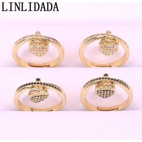 8Pcs Heart Drop Cubic Zirconia Finger Ring For Women Wedding Pave CZ Gold Jewelry
