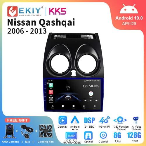 EKIY 9'' Android 10.0 Car Radio For Nissan Qashqai 2006-2013 QLED Screen 1280*720P Autoradio Audio Video Player GPS Multimedia