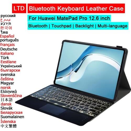 Bluetooth Trackpad Keyboard Mouse Case For HUAWEI MatePad Pro 12.6 Tablet Case Russian Arabic Hebrew Spanish Backlight Keyboard