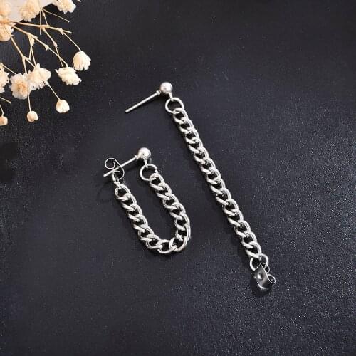 Chain Pendant Earrings Female Asymmetric Punk Style Fashion Jewelry Earrings Tassel Retro Stud Earrings Vintage Goth Chain