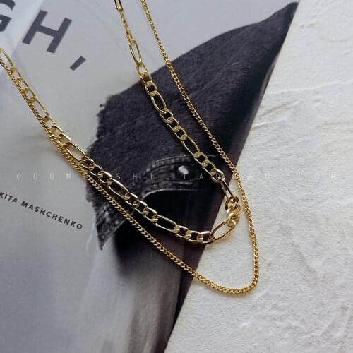 Trendy 2021 New Multilayer Necklace For Women Gold Color Stainless Steel Clavicle Chain Fashion Gothic Party Gift Sweater chain