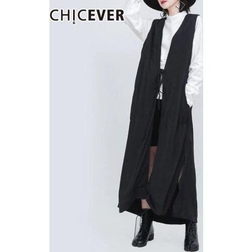 Женские длинные жилеты CHICEVER China At AliExpress