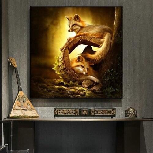 DIY digital painting fox animal painting art decorative painting living room creative adult hand-painted decompression