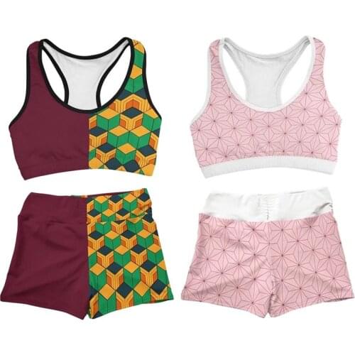 Demon Slayer Cosplay Costumes T-shirt Women Tomioka Giyuu Bra Shorts Swimwear for Girls Kamado Nezuko Swimming Suit Bodysuits