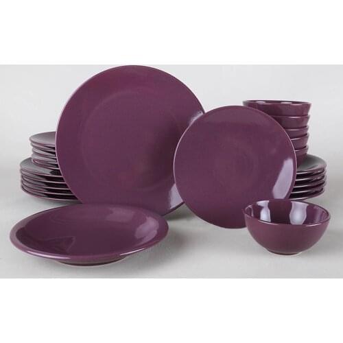 Aegean Purple Dinner Set 24 Pieces for 6 People Kitchen Accessory For Dishes Serving Plates Presentation