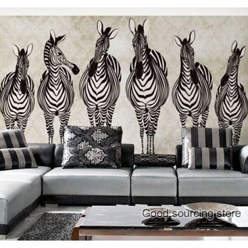 Zebra living room photo wallpaper