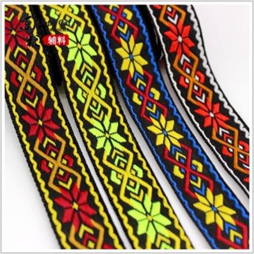 45yards *24mm Exquisite Ethnic Style Embroidery Jacquard Ribbon Minority Clothing Accessories Curtains Decoration