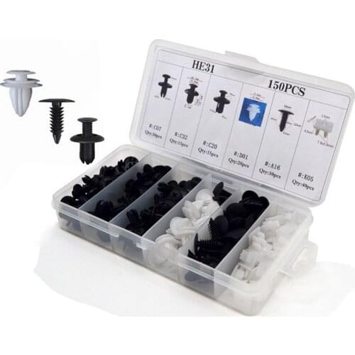 HE31 50pcs/set 6 Size Auto Fastener Clip Mixed Car Body Push Retainer Pin Rivet Bumper Door Trim Panel Retainer Fastener Kit