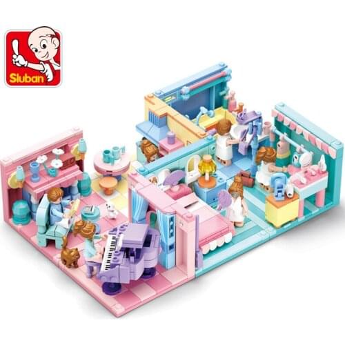 660PCS SLuban Assembled Building Blocks 0757 Childrens Bedroom Model Mini Hand-made 6 In 1 Room Play House Toy Gift