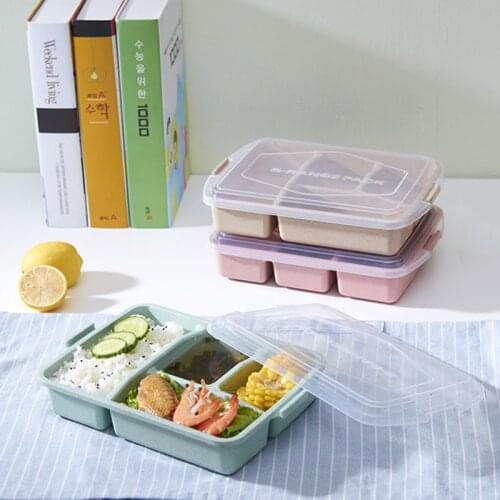 ONEUP Wheat straw PP Lunch box Eco-Friendly Portable bento box With Spoons Thermal Insulation Microwavable Food box