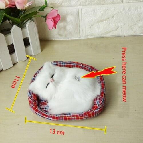 Hot sell lovely real life sleep Cats plush toys cute cats dolls can meow Childrens day gift Birthday present