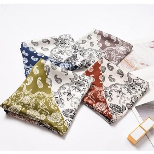 Summer decoration woman fashion scarves Korean Cashew flowers pattern printing 70cmx70cm small square scarf Fresh headscarfgift