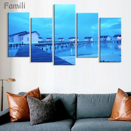 Seaside swimming pool Maldives Landscape Modern oil Painting Drawing art Spray Unframed Canvas Frameless wire scarf