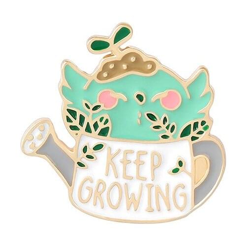 Cartoon creative cute little monster pouring kettle shape brooch clothing paint badge