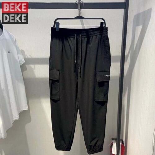 Mens Casual Joggers Sweatpants Elastic Waist Pockets Harem Pants Casual Streetwear Long Trousers Summer Loose Fit Cargo Pants