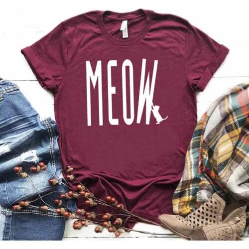 Meow cute cat Women tshirt Cotton Casual Funny t shirt For Lady Girl Top Tee Hipster Drop Ship NA-235