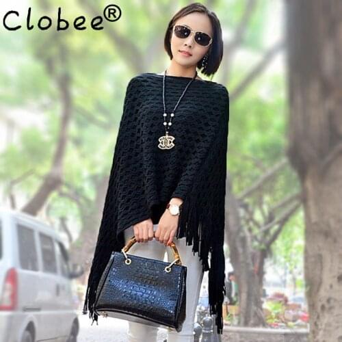 2020 New Women Cape Poncho tassel autumn Sweaters Batwing Knitted Tassels Hem Pullover irregularity Cloak Tops Shawl mantle VR26