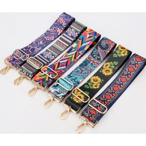 New Floral Geometric Design Strap Belts Handle Satchel Replacement Handbag Bag Strap Crossbody Shoulder Wallet Purse Nylon Strap