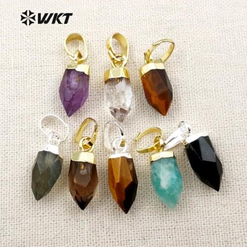 WT-P1307 Wholesale trendy small size natural stone pendant exquisite bullet shape pendant multi color optional for jewelry