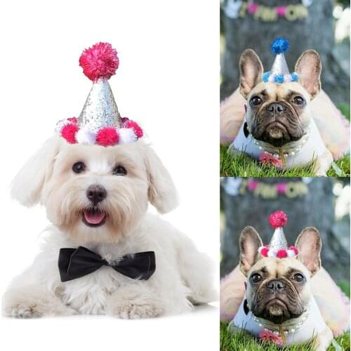 Pet Birthday Hat Creative Cute Pompom Cat Cone Hat Dog Party Hats Pet Costume Hats Pet Supplies Party Dress Up
