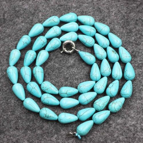 New Bohemia Women Long Chain Necklace Statement Fashion Turquoises Stone Teardrop Beads Strand Necklaces Gifts Jewelry 32" B240