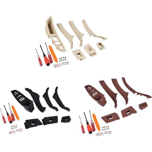 7pcs Door Handle Window Switch Panel, Inner Door Trim Grab Cover Frame + Tools Fits for BMW 520 523 525 528 530 535