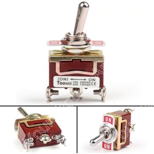 Areyourshop Toggle Switch 2 Terminal 3Pin (ON)-ON 15A 250VAC / 20A 125VAC Toggle Switch Reset SPDT