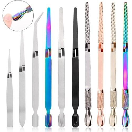 Nail Art Shaping Tweezers Stainless Steel Multi-Function Clip Tip Manicure Tool UV Gel Acrylic C Curve Nipper Picking Rhinestone