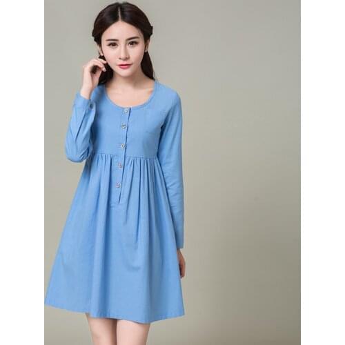 Maternity Gown Pregnant Dresses for Women Casual Spring Winter Cotton Linen Pregnancy Dress Plus Size Maternity Clothes Dress
