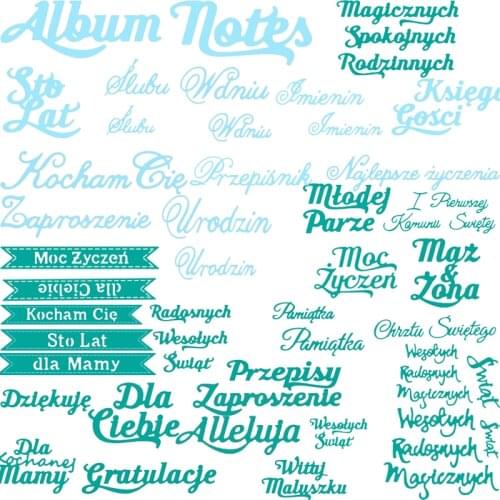 Polish Letters Word Metal Cutting Dies Stencils Phrase for DIY Scrapbooking Embossing Decoration Paper Card Crafts Die New 2019