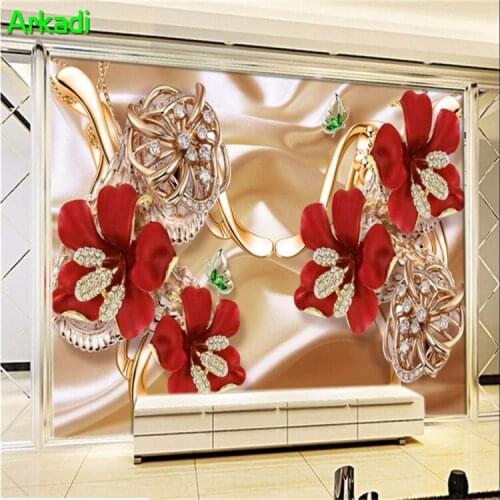 Custom photo wallpaper 3D modern minimalist fresh jewelry diamond flower TV background wall living room wedding room wallpaper