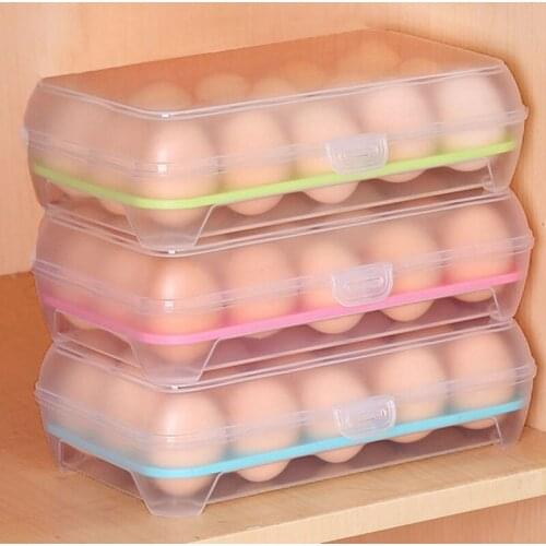 Portable 15 Cell Egg Storage Box Practical Egg Refrigerator Fresh Box Eggs Holder Case Kitchen Food Storage Container