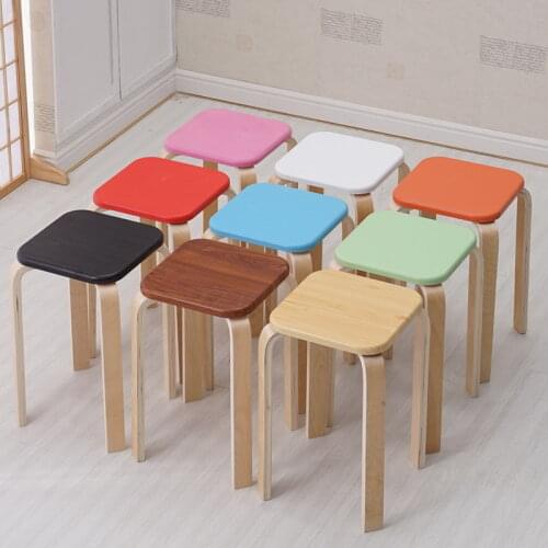 Simple solid wood high stool dining table stool fashion small stool home curved wood stool thickened adult bench