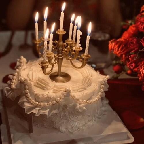 Sckday Romantic European Candlestick with Candles Happy Birthday Cake Topper Wedding Decorations Dessert Party Supplies