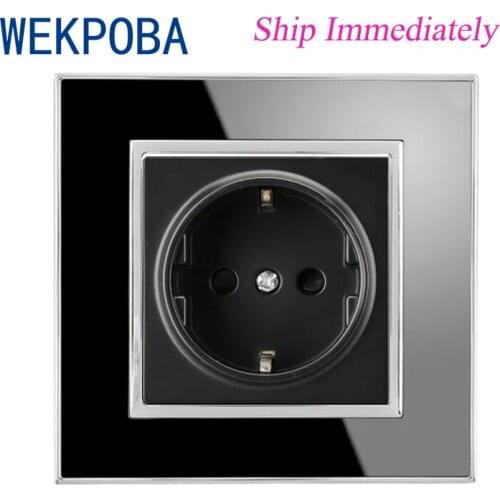 WEKPOBA Ship Immediately Acrylic/ Aluminum Draw Panel Wall Socket Grounded,16A EU Russia 13A Switch Outlet 2.1A Dual USB Charger