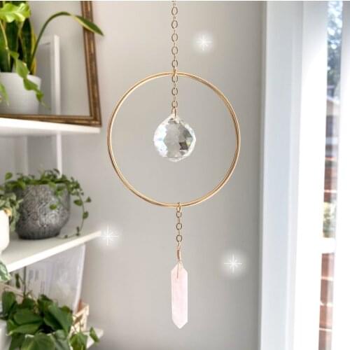 Pink crystal crystal Suncatcher crystal rainbow door decoration window hanging wall hanging crystal dot rainbow making gift