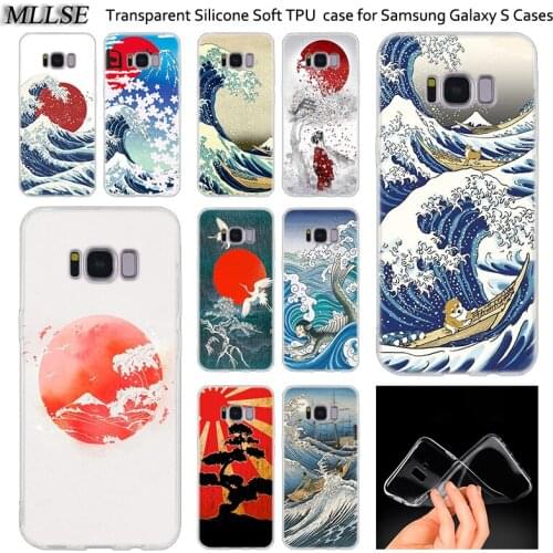 Hot Sea Wave Art Spray Silicone Case For Samsung Galaxy Note 10 Plus S8 S9 S10 Plus 5G S6 S7 Edge S5 S10e Note 5 Fashion Cover