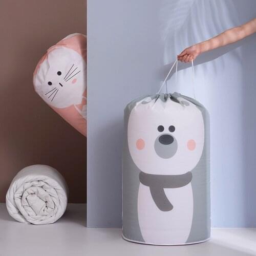 Collapsible Storage Bag Clothes Cotton Blanket Bed Cover Wardrobe Sweater Storage Bag Cute Bear Household Container Storage Bag