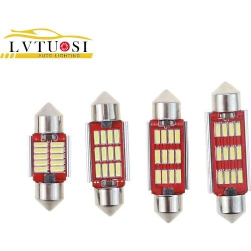 LVTUSI 2pcs LED Bulb Light C5W 31mm 36mm 39mm 42mm SV8 5 C10W 4014 SMD Auto Car Styling Interior External Lights Canbus G