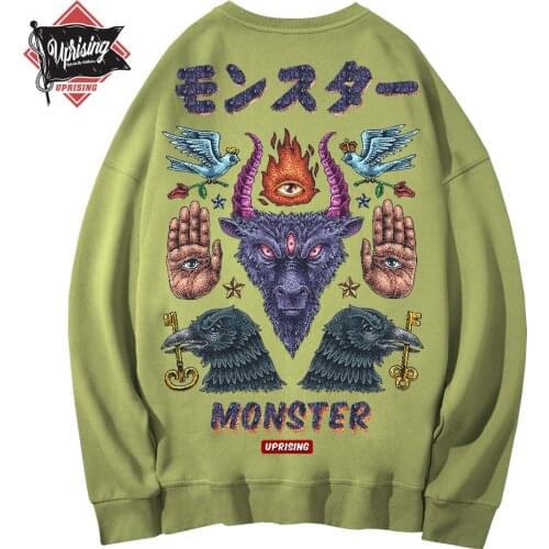 Hoodies, Sweatshirts Monster long-sleeved street fashion brand personality joint hip-hop motorcycle popular FREE SHIPPING