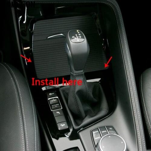 TOMEFON For BMW X1 F48 2016 2017 2018 LHD ABS Carbon Fiber Wood Special Paint Interior Front Gear Shift Panel Parking Switch