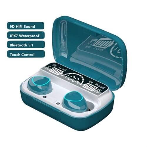 TWS Wireless Bluetooth 5.1 Earphone IPX7 Waterproof 9D HIFI Stereo Noise Canceling Sports Headset With Microphone