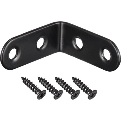 Uxcell Corner Brace Angle Bracket Fastener Stainless Steel L Shape 40mmx40mmx16mm Black with Screws, 6 Pcs