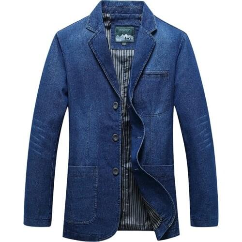 Spring And Autumn Mens New Retro Denim Suit Casual Loose Plus Size Fashion Classic Jacket Male High-end Brand Denim Suit Jacket