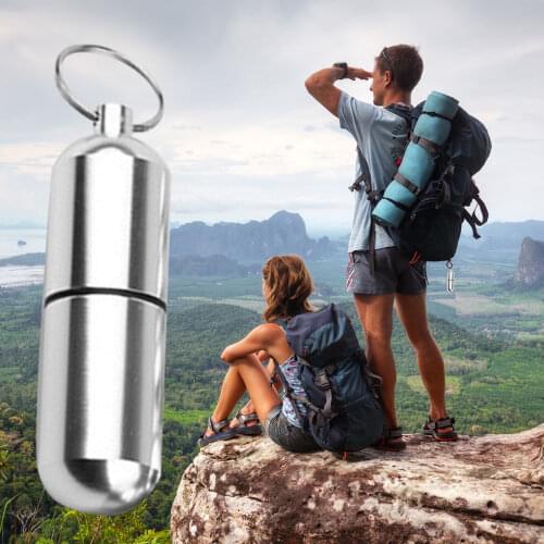 Waterproof Aluminum Pharmacy Bottle Cache Pill Box Container Keychain Pill Box Health Care Portable Mini Pill Box