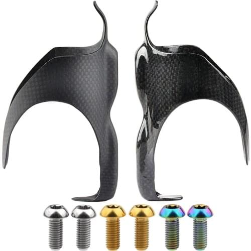 Wanyifa Full Carbon Fibre Glossy Matte Water Bottle Cage Mountain Bike Bottle Holder 2pcs +Titanium Bolt M5x 12mm Torx Head 4pcs